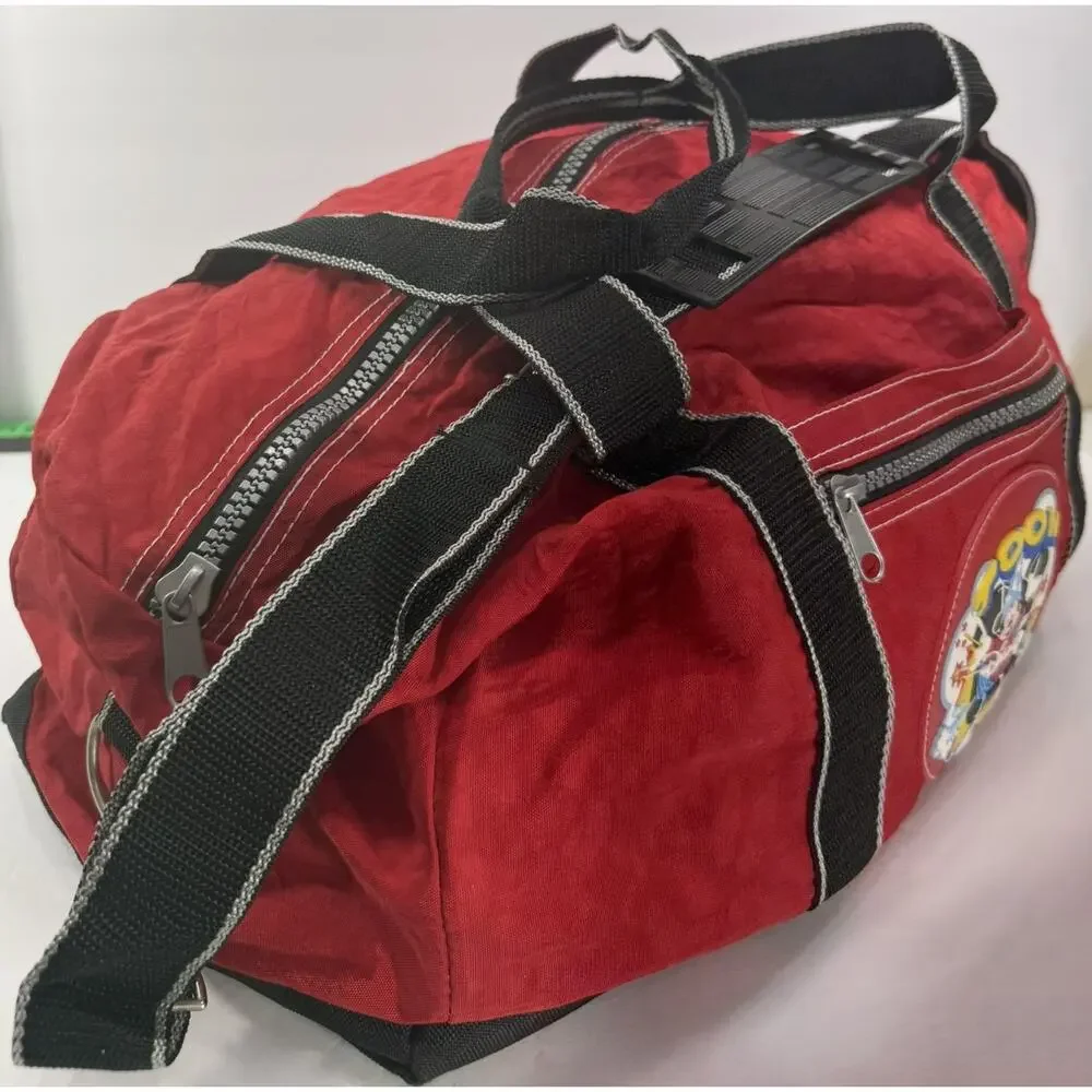 Disney Mickey Mouse Toon Duffle Bag Red Black Gym Weekender Travel  Strap